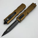 Microtech Dirac Delta Black D/E Full Serrated w/ Tan Handle 227-3TA