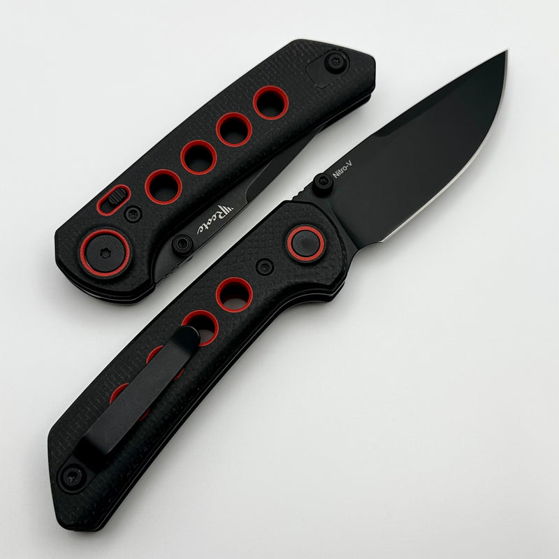 Reate Knives PL-XT Black Micarta w/ Red G-10 Inlays & Black PVD Nitro-V