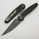 Pro-Tech Avalon Peace Neighbor Green Knurled Aluminum Handle w/ White Pearl Button & Nichols Boomerang Damascus
