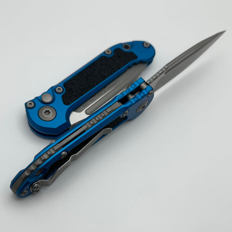 Microtech Knives LUDT Gen III Apocalyptic Drop Point w/ Blue Handle 1135-10APBL