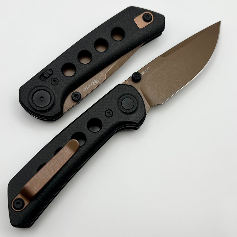 Reate Knives PL-XT Black Micarta w/ Black G-10 Inlays & Copper PVD Nitro-V