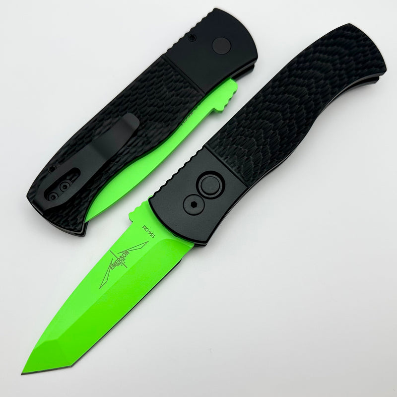 Pro-Tech CQC7 USN GXIV Black Jigged Handle & Cerakote Green Chisel Tanto Blade