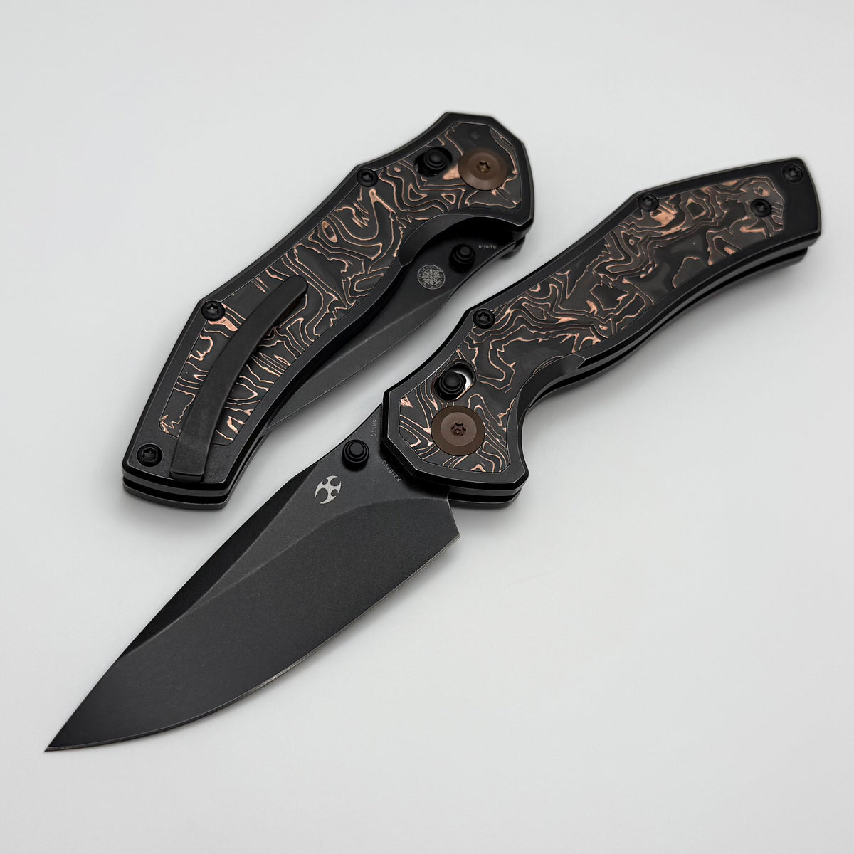 Kansept Knives Apollo Blackwash Titanium w/ Copper Carbon Fiber Inlaid