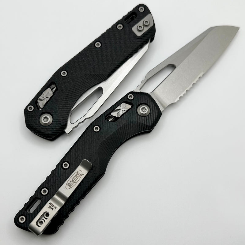 Microtech Knives MSI RAM LOK Black Fluted G-10 & Partial Serrated Stonewash M390MK 210-11FLGTBK