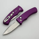 Pro-Tech Duke Purple Handle w/ White Pearl Button & Machine Finish MagnaCut
