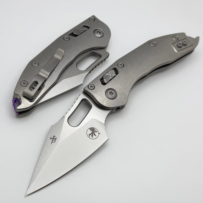 Microtech Marfione Select Manual Stitch RAM LOK Titanium Handles & Stonewash M390MK w/ Double Vapor Blast & Purple Accents 169RL-10MS3