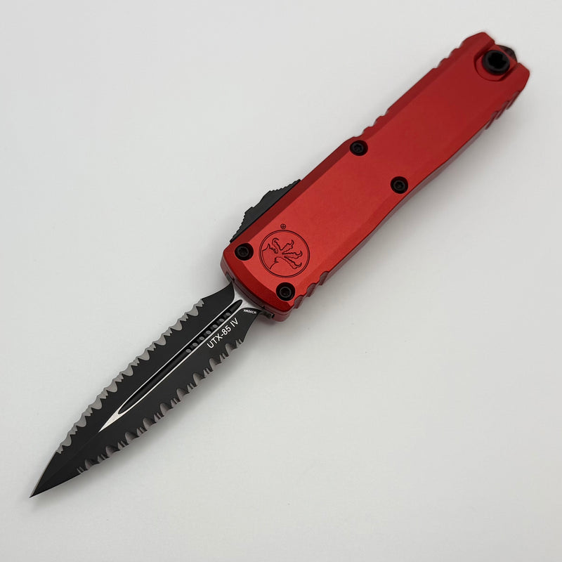 Microtech UTX-85 Gen IV w/ Red Handle & Double Full Serrated Tactical