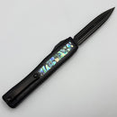 Heretic Custom NYX Aluminum Handle w/ Carbon Fiber/Abalone Inlays & Baker Forge D/E Damascus