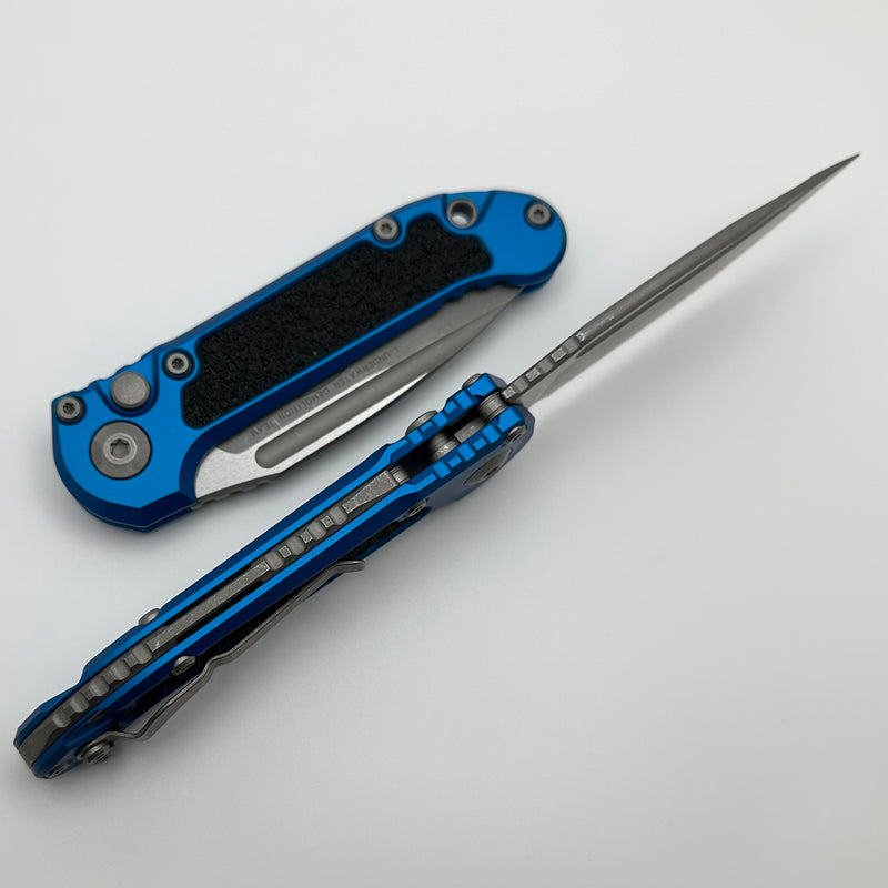 Microtech Knives LUDT Gen III Apocalyptic Partial Serrated Drop Point w/ Blue Handle 1135-11APBL