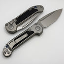 Microtech Marfione Select LUDT Gen III Titanium Textured Inlaid Handles w/ Blue Accents & Stonewash Serrated S/E 1135-11MS4