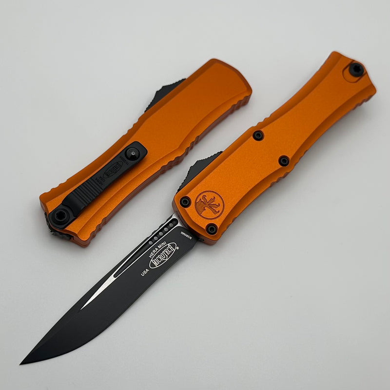 Microtech Knives Mini Hera Black Recurve M390MK w/ Orange Handle 1705M-1OR