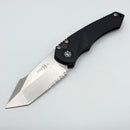 Heretic Knives Mini Pariah Auto Black Polymer Handles w/ Stonewash Tanto Serrated MagnaCut H055-2B