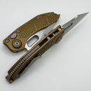 Microtech Borka Stitch Auto w/ Tan Handles & Full Serrated Stonewash 169-12TA