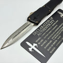 Marfione Custom Knives Combat Troodon LT Gen III Hattori Cowry Damascus D/E w/ Black Hefted Handle & Bronzed Hardware