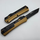 Microtech Glykon Tan w/ Black Tanto Part Serrated M390MK 185-2TA