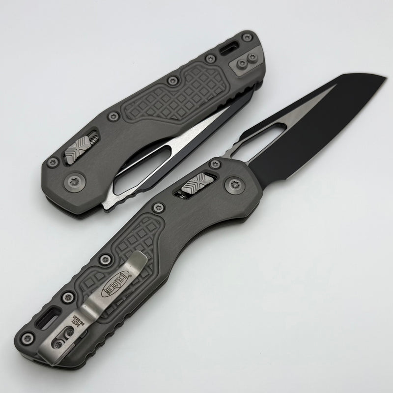 Microtech Knives MSI RAM LOK Natural Clear Aluminum Frag Handles & Two Tone Black M390MK 210-1FRNC
