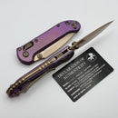 Marfione Select Microtech LUDT Ram-Lok Royal Purple Slab Titanium Handles w/ Bronze Accents & Bronze Drop Point 1135RLS-13MS3