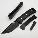 Chaves Knives Redencion 229 Satin Flats Black PVD w/ Titanium Integral Handle w/ Magnetic Ti Inlays & Tanto M390