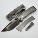 Chaves Knives Redencion 229 Bright Stonewash DLC w/ Titanium Integral Handle w/ Magnetic Ti Inlays & Tanto M390