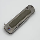 Medford TFF-4 Old School Tumbled S45VN Drop Point w/ OD Green G-10 Inlay & Flamed Clip/Hardware