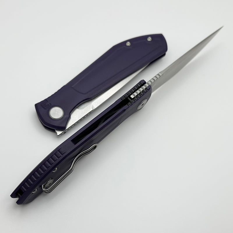 Custom Knife Factory - Echo Splinter Front Flipper w/ Violet G-10 & Stonewash CPM-S35VN