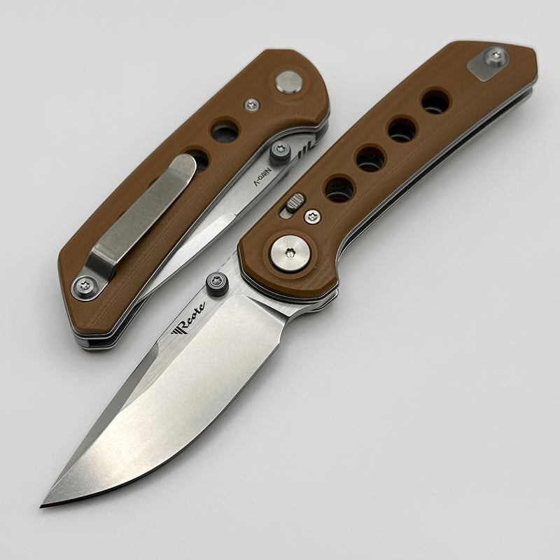 Reate Knives PL-XT Tan G-10 & Stonewash Nitro-V