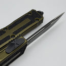Microtech Scarab 2 Gen 3 S/E Spine Fluted Black Partial Serrated w/ OD Green Handle 1278-2OD