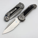 Microtech Marfione Select LUDT Gen III Titanium Textured Inlaid Handles w/ Blue Accents & Stonewash Serrated S/E 1135-11MS4