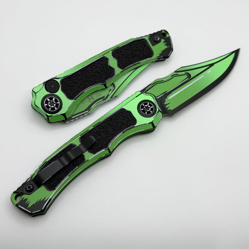 Heretic Knives Wraith Auto V4 Cel Shade Toxic Green w/ Bowie MagnaCut H002-CS-TX