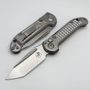 Microtech Marfione Select LUDT Gen III Frag Titanium Handles w/ Purple Accents & Stonewash Tanto 1136-10FRMS3