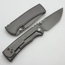 Chaves Knives Redencion 229 w/ Stonewash Titanium Integral Handle w/ Magnetic Ti Inlays & Stonewash Tanto M390