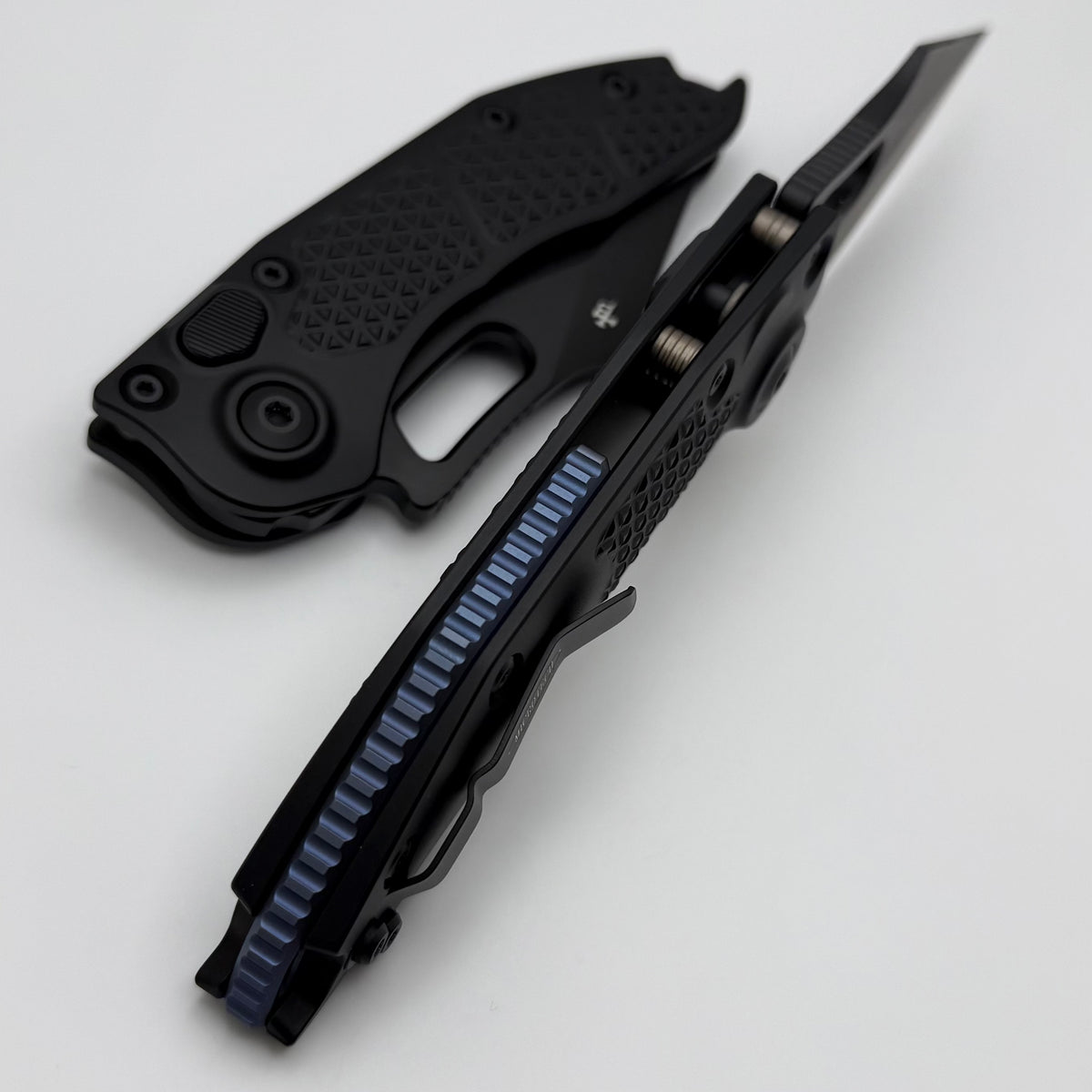 Microtech Borka Stitch Single Edge Black Standard w/ Blue