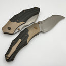We Orc Boss Champagne Titanium Handle w/ Twill Carbon Fiber Inlays & Stonewash 20CV WE24042-2