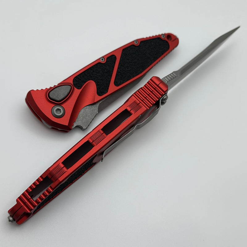 Microtech Socom Elite Auto Red Handles w/ Apocalyptic Single Edge Partial Serrated 160A-11APRD