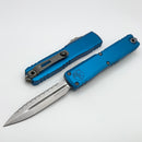 Microtech Ultratech Gen IV D/E Stonewash Full Serrated w/ Blue Handle 11224-12BL