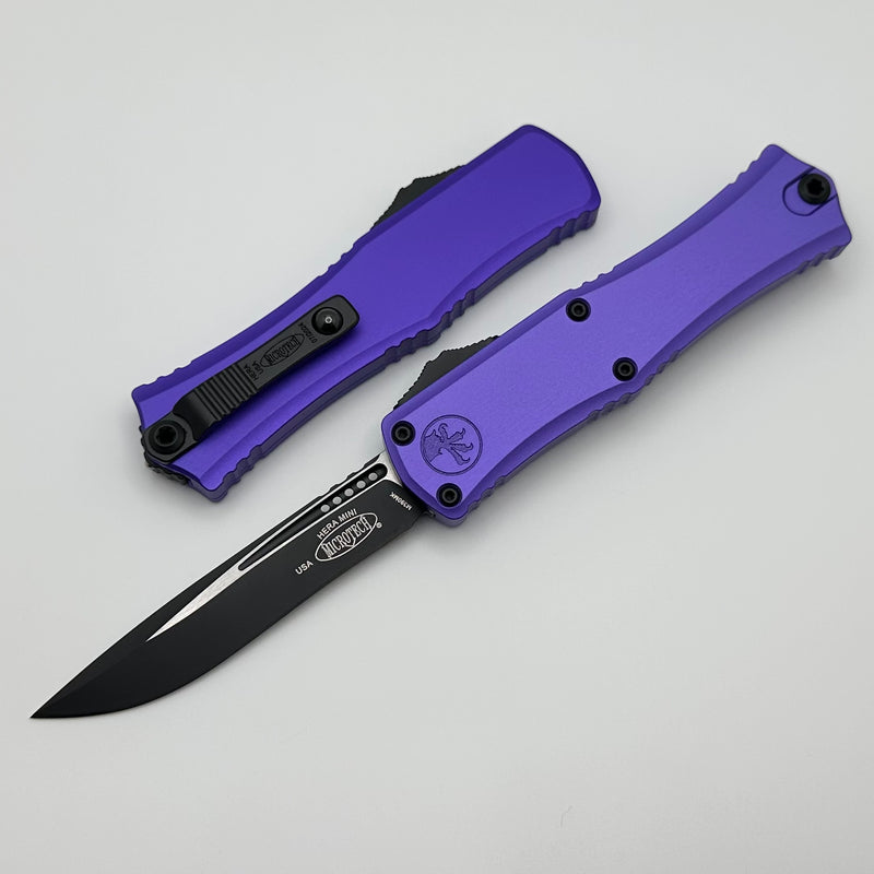 Microtech Knives Mini Hera Black Recurve M390MK w/ Purple Handle 1705M-1PU