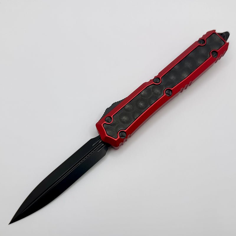Microtech Makora Red Chassis w/ DLC Bubble Inlays/Hardware & DLC Double Edge Signature Series 206-1DLCTRDBIS PRE OWNED