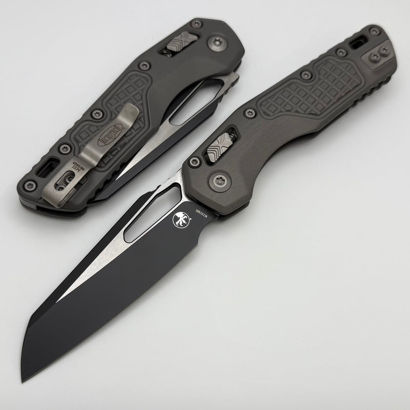 Microtech Knives MSI RAM LOK Natural Clear Aluminum Frag Handles & Two Tone Black M390MK 210-1FRNC