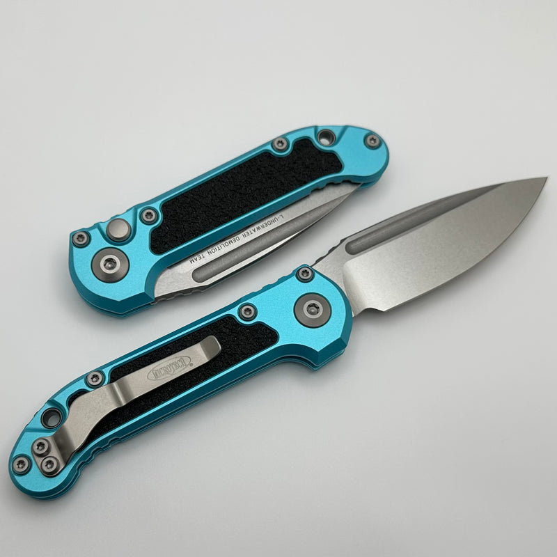 Microtech Knives LUDT Gen III Stonewash Drop Point w/ Turquoise Handle 1135-10TQ