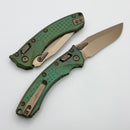 Microtech Amphibian Mini RAM LOK Antique Green Titanium Frag & Bronze M390MK w/ Bronze Accents 137MRL-13FRMS1
