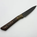 Microtech Paring Knife Livewire Carbon Fiber/Bronze Titanium Bolster Handle w/ DLC M390MK 3500B-1DLCLWCFS