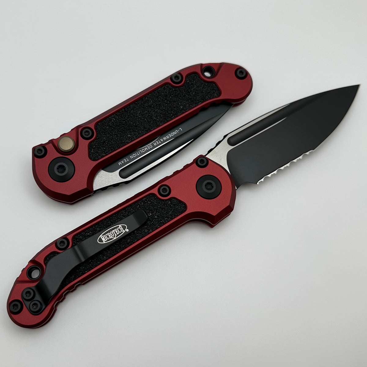 Microtech Knives LUDT Gen III Black Partial Serrated S/E w/ Merlot Han