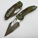 Microtech Knives Manual Stitch RAM LOK Fluted Aluminum Outbreak w/ Part Serrated M390MK Signature Series 169RL-2FLOBS