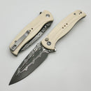Civivi Incindie Button Lock Flipper w/ Ivory/White G-10 Handles & Damascus C23053-DS1