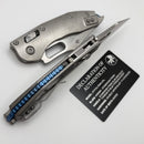 Microtech Marfione Select Manual Stitch RAM LOK Titanium Handles & Part Serrated Stonewash M390MK w/ Double Vapor Blast & Blue Accents 169RL-11MS2