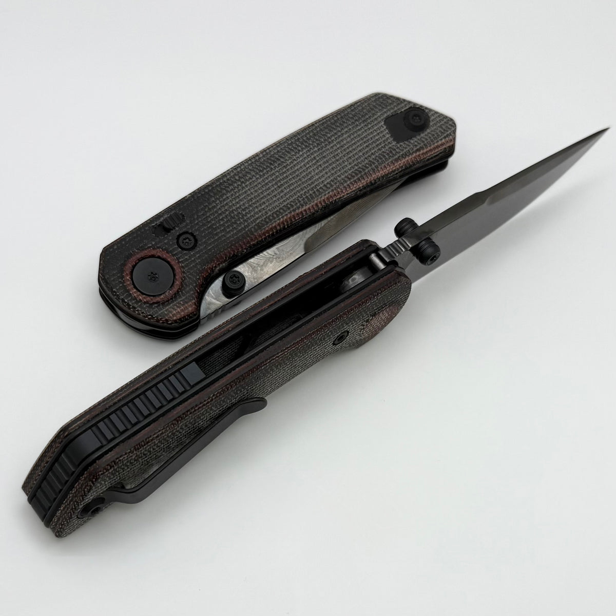 Reate Knives PL-XT Black/Red Micarta & DLC Damascus