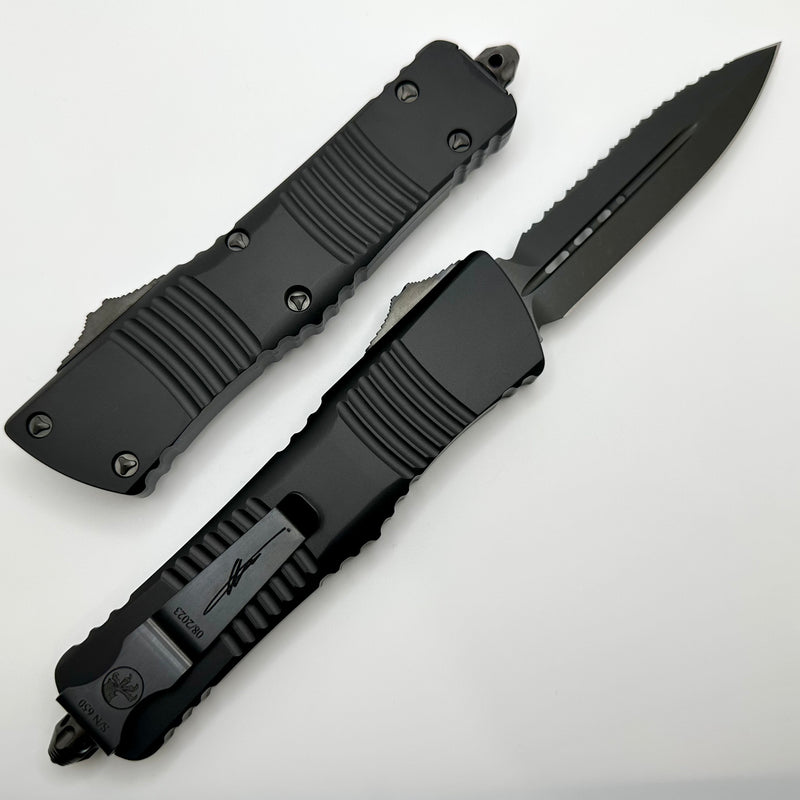 Microtech Combat Troodon Shadow Double Edge Full Serrated DLC Signature Series 142-3DLCTSH