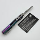 Microtech Marfione Select MSI RAM LOK Mini Frag Nebula Green Titanium Handles w/ Purple Accents & Stonewash M390MK 210M-10FRMS18