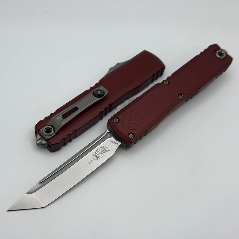 Microtech Ultratech ZBP Tanto Stonewash M390MK w/ Merlot Handle 1123-10MR