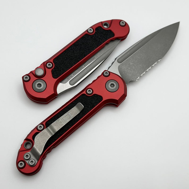 Microtech Knives LUDT Gen III Apocalyptic Partial Serrated Drop Point w/ Red Handle 1135-11APRD